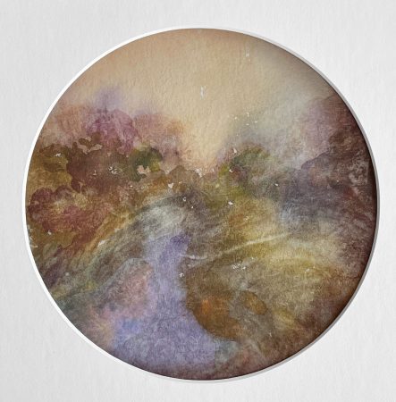 L'aube et la rivière, 2019-23, monotype sur soie, aquarelle et